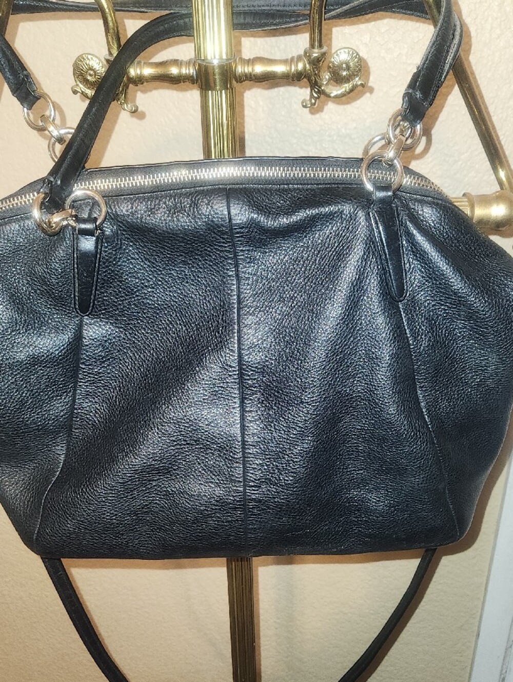 Coach Kelsey Black Pebbled Leather Tote with Gold Accents - Picture 5 of 12